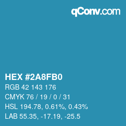 カラーコード: HEX #2A8FB0 | qconv.com