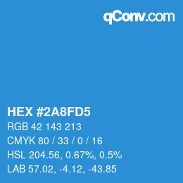 颜色代码: HEX #2A8FD5 | qconv.com