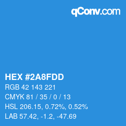 カラーコード: HEX #2A8FDD | qconv.com