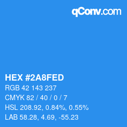 Color code: HEX #2A8FED | qconv.com