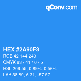 カラーコード: HEX #2A90F3 | qconv.com