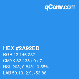 Color code: HEX #2A92ED | qconv.com