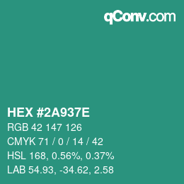 Color code: HEX #2A937E | qconv.com