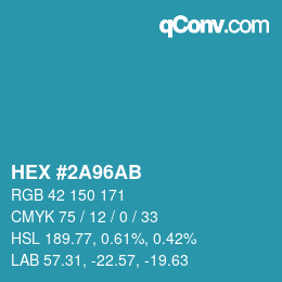 Color code: HEX #2A96AB | qconv.com