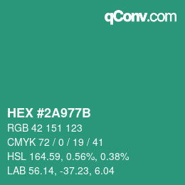 Color code: HEX #2A977B | qconv.com
