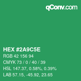 Farbcode: HEX #2A9C5E | qconv.com