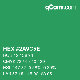 カラーコード: HEX #2A9C5E | qconv.com