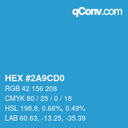 颜色代码: HEX #2A9CD0 | qconv.com