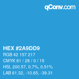 颜色代码: HEX #2A9DD9 | qconv.com