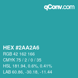 Color code: HEX #2AA2A6 | qconv.com