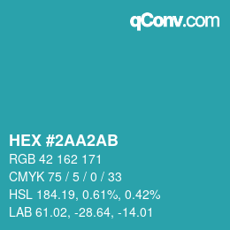 Color code: HEX #2AA2AB | qconv.com