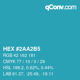 カラーコード: HEX #2AA2B5 | qconv.com