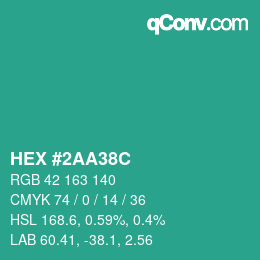 Color code: HEX #2AA38C | qconv.com