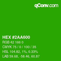 Farbcode: HEX #2AA600 | qconv.com