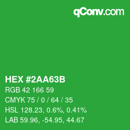 Color code: HEX #2AA63B | qconv.com