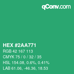 Color code: HEX #2AA771 | qconv.com