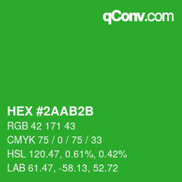 カラーコード: HEX #2AAB2B | qconv.com