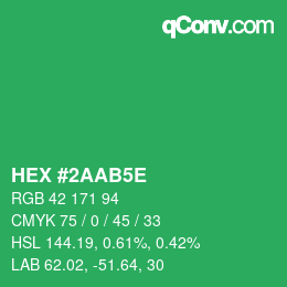 Code couleur: HEX #2AAB5E | qconv.com