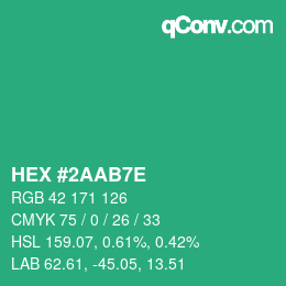 Color code: HEX #2AAB7E | qconv.com