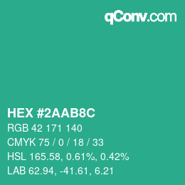 Color code: HEX #2AAB8C | qconv.com