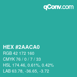 Color code: HEX #2AACA0 | qconv.com