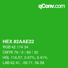 カラーコード: HEX #2AAE22 | qconv.com