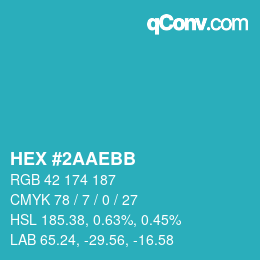 Color code: HEX #2AAEBB | qconv.com