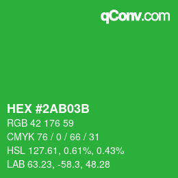 Color code: HEX #2AB03B | qconv.com