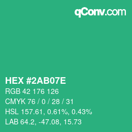 Color code: HEX #2AB07E | qconv.com