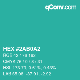 Color code: HEX #2AB0A2 | qconv.com