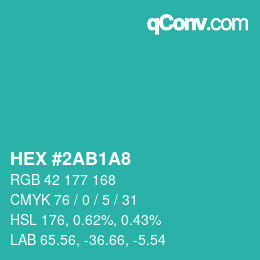 カラーコード: HEX #2AB1A8 | qconv.com