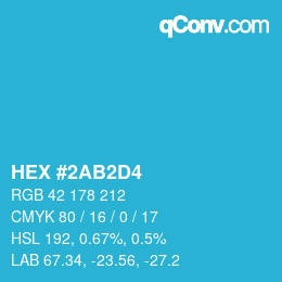 カラーコード: HEX #2AB2D4 | qconv.com
