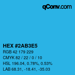 颜色代码: HEX #2AB3E5 | qconv.com