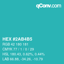 カラーコード: HEX #2AB4B5 | qconv.com