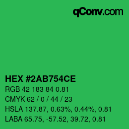 颜色代码: HEX #2AB754CE | qconv.com