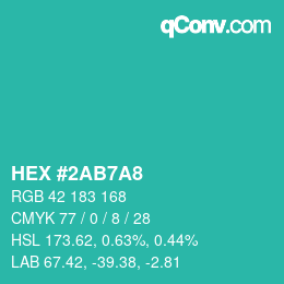 カラーコード: HEX #2AB7A8 | qconv.com
