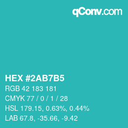 カラーコード: HEX #2AB7B5 | qconv.com
