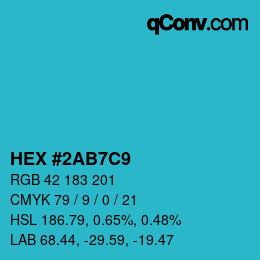 カラーコード: HEX #2AB7C9 | qconv.com