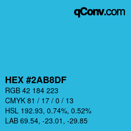 颜色代码: HEX #2AB8DF | qconv.com