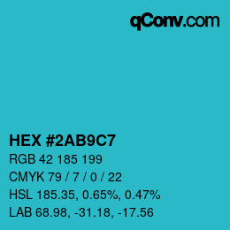 Color code: HEX #2AB9C7 | qconv.com