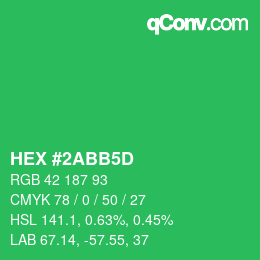 Color code: HEX #2ABB5D | qconv.com