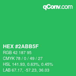 カラーコード: HEX #2ABB5F | qconv.com