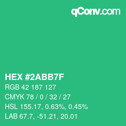 Color code: HEX #2ABB7F | qconv.com