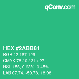 カラーコード: HEX #2ABB81 | qconv.com