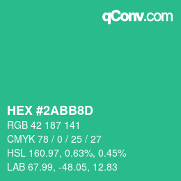 Color code: HEX #2ABB8D | qconv.com