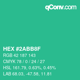 Color code: HEX #2ABB8F | qconv.com