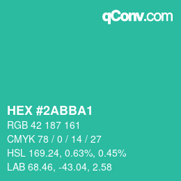 Color code: HEX #2ABBA1 | qconv.com