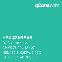 Color code: HEX #2ABBA5 | qconv.com