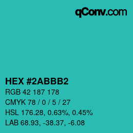 Color code: HEX #2ABBB2 | qconv.com