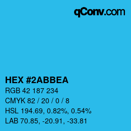 颜色代码: HEX #2ABBEA | qconv.com